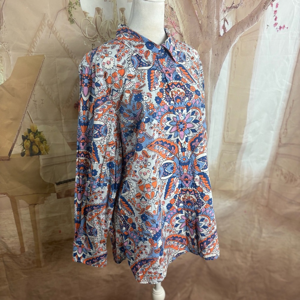 NEW Talbots Floral Paisley Button-Down Blouse in Lavender Multi - Picture 5 of 11